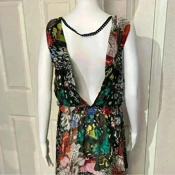 Roberto Cavalli Beachwear Womens Semi-Sheer Cover Maxi Dress Butterfly Sz Medium - Picture 9 of 14